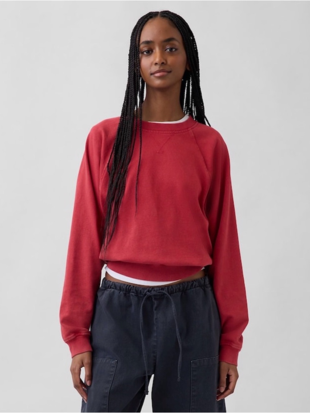 Gap VintageSoft Terry Raglan Sweatshirt - Chakra Red